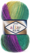 Турецкая пряжа Ализе ANGORA REAL 40 BATIK 4880 зел/сирень/желтый
